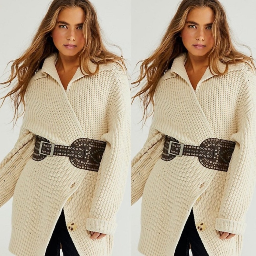 Free people wide waist belt leather total stunner  new without tags M/L , Small